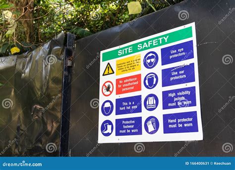 Construction Site Safety Signage at Site Entrance Stock Image - Image of instructions ...