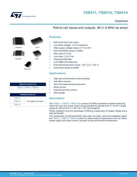 STMicroelectronics Semiconductors Datasheets – Mouser