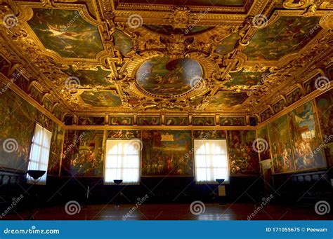 Interior the Doge`s Apartments in the Doge Palace Venice Italy ...