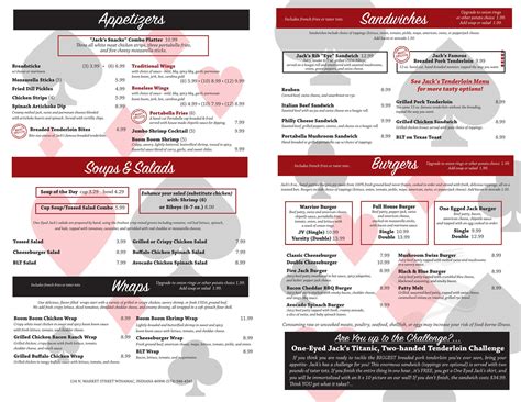 One Eyed Jack's menus in Winamac, Indiana, United States