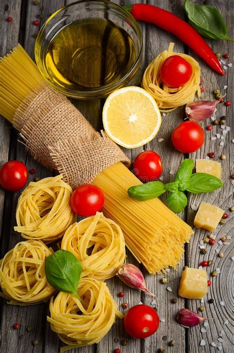 Pasta, Vegetables, Herbs and Spices for Italian Food Stock Image ...