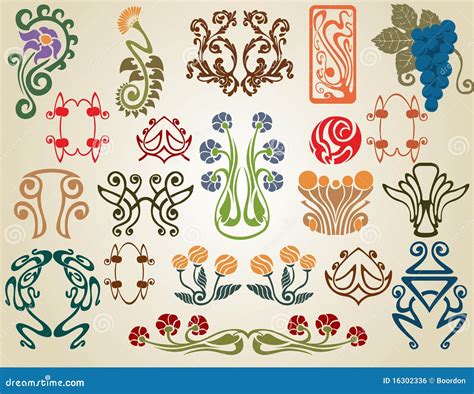 Art Nouveau Flowers Plants Vector Illustration | CartoonDealer.com ...