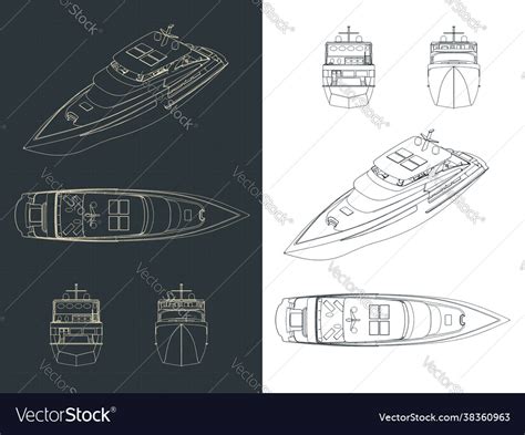 Luxury yacht blueprints Royalty Free Vector Image