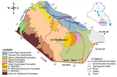 Geological map of Southern Desert in Iraq modified (after Sissakian ...