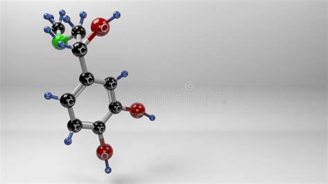 Adrenaline Molecule 3D Illustration. Stock Illustration - Illustration of biology ...