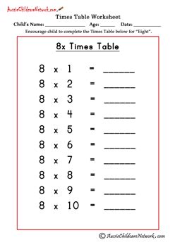 8 times table worksheet - angrymasop