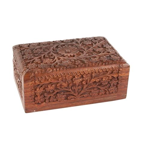 Wooden box carved all over