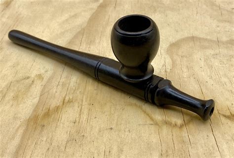 Long and Slender Black Wooden Pipe with Large Bowl - Sunflower Pipes ...