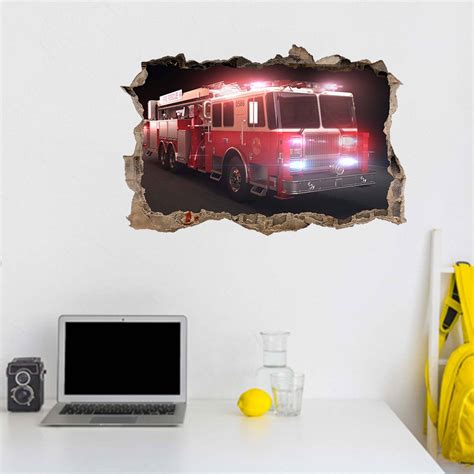 Fire Brigade Truck Wall Sticker - Wall Decal Art Mural - Blue Side Studio