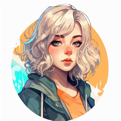 Premium Vector | A drawing of a girl with blonde hair and a blue shirt.