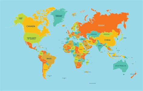 World Map with Countries Names 20548255 Vector Art at Vecteezy