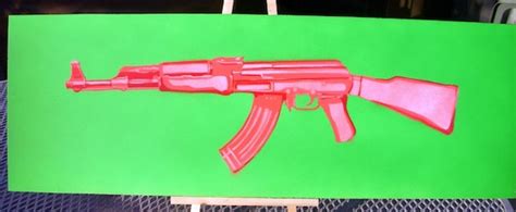 Items similar to AK-47 Assault Rifle Neon Green Original Spray Paint Stencil on wood on Etsy