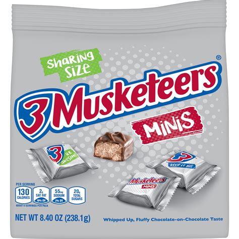 3 Musketeers Chocolate Minis Size Candy Bars – 8.4oz Bag – Walmart ...