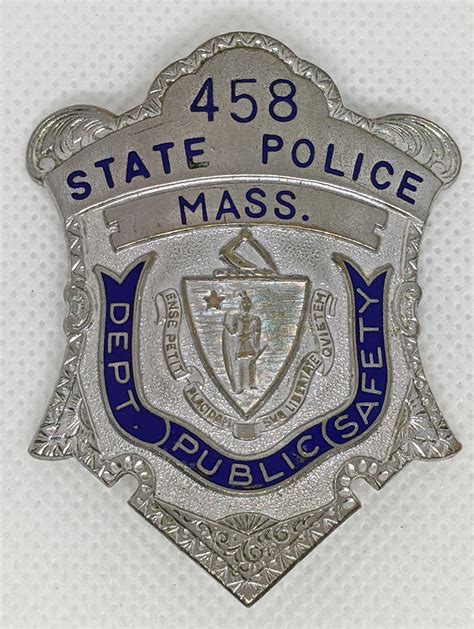 Beautiful Old 1950's - 60's MA State Police Badge #458. Dep. at Public ...