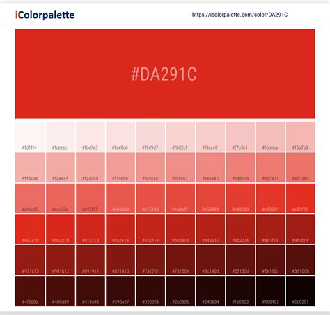 Pantone 485 C Color | Hex color Code #DA291C information | Hsl | Rgb | Pantone