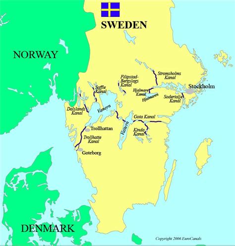 Sweden waterways map | River boat, Waterway, Boat