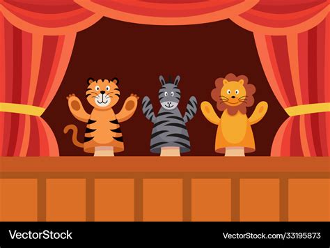 Hand puppet show poster with cute cartoon toy Vector Image