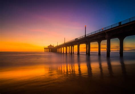 Manhattan Beach Pier after Sunset | Manhattan beach pier, Manhattan ...