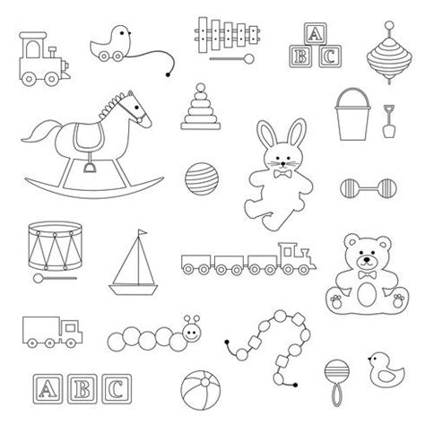 black outline baby toys digital stamps 355388 Vector Art at Vecteezy