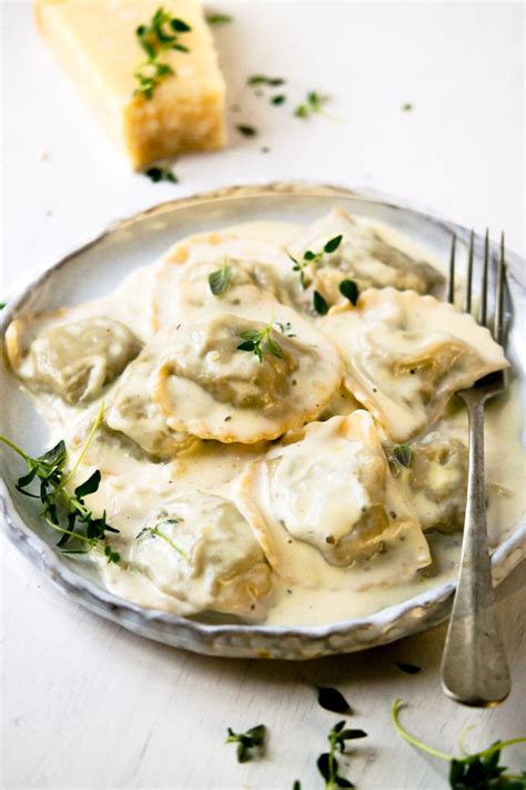 Mushroom Ravioli With Parmesan Cream Sauce - Inside The Rustic Kitchen