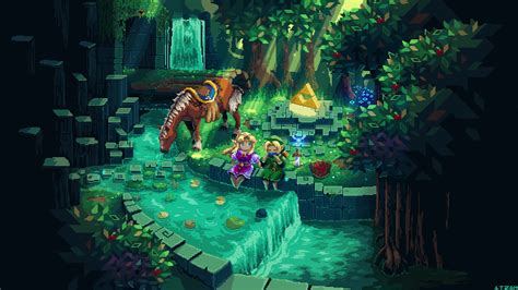 Zelda Waterfall Stream Pixel Live Wallpaper - WallpaperWaifu