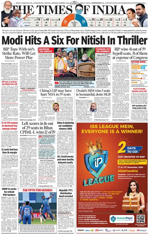 Get digital access to The Times of India Delhi - November 11, 2020 ...