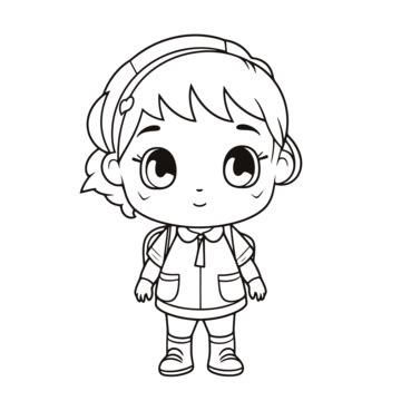 Little Girl Coloring Pages Outline Sketch Drawing Vector, Modeling Drawing, Modeling Outline ...