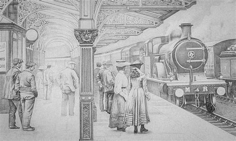 Train Station Drawing at PaintingValley.com | Explore collection of ...