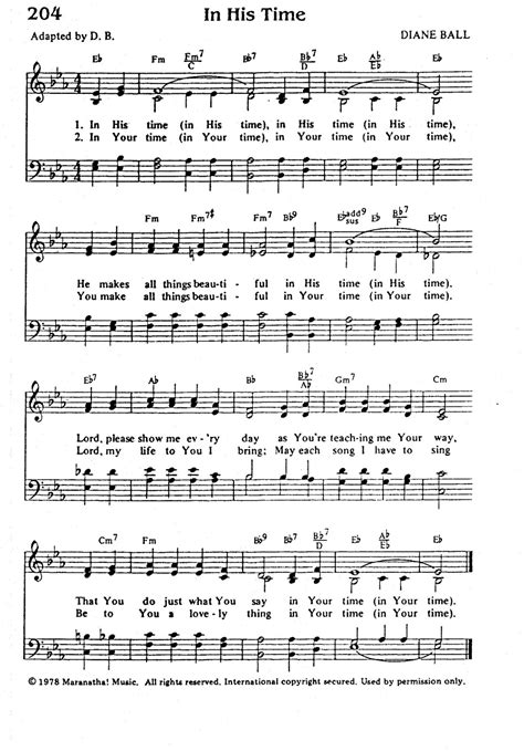 Worship Lead Sheets: In His time - Diane Ball