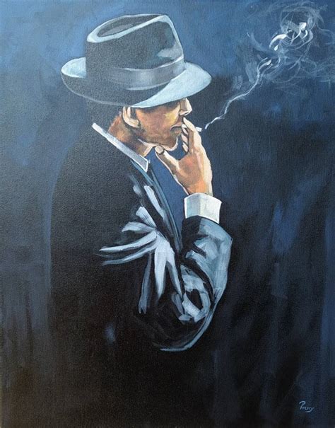 Cigarette smoke II. Painting by Hajnalka Preszecsan | Saatchi Art