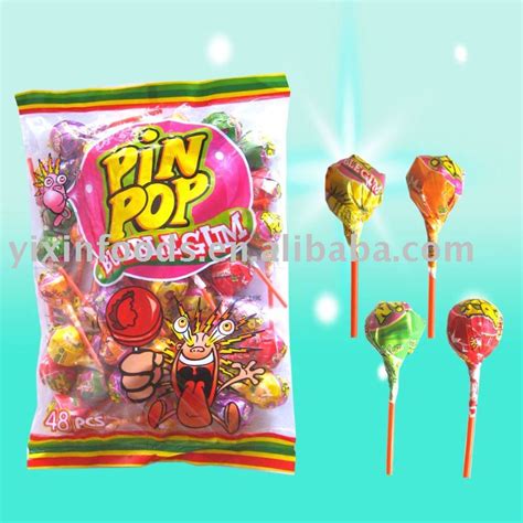 Pin pop Fruit Lollipop with gum filling,China price supplier - 21food