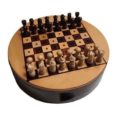 We Games Round Wooden Travel Chess Set With Pegged Chess Pieces 6 Inches : Target