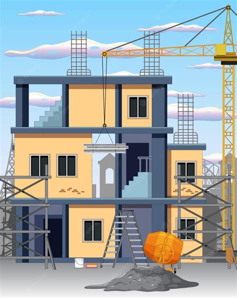 Premium Vector | Building construction site scene