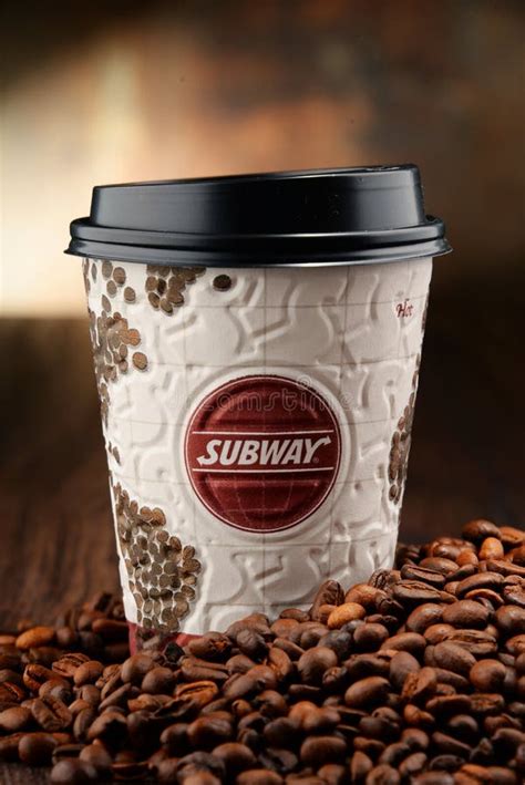 Composition with Subway Coffee Cups and Beans Editorial Stock Photo - Image of label, coffee ...