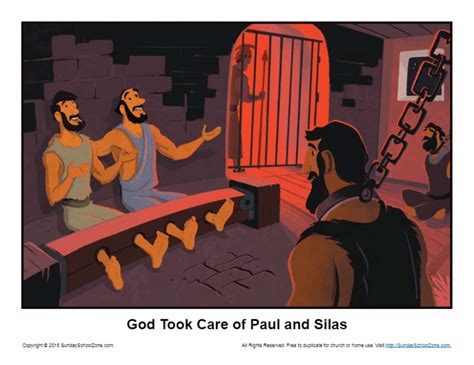 God Took Care of Paul and Silas Story Illustration