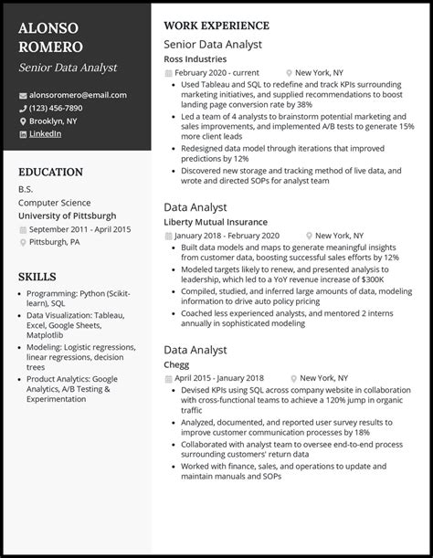 5 Senior Data Analyst Resume Examples for 2024