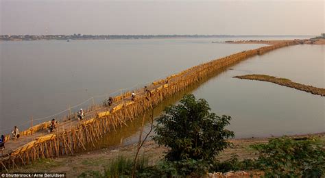 The amazing bamboo bridge in Cambodia that is taken down and rebuilt every year | Daily Mail Online