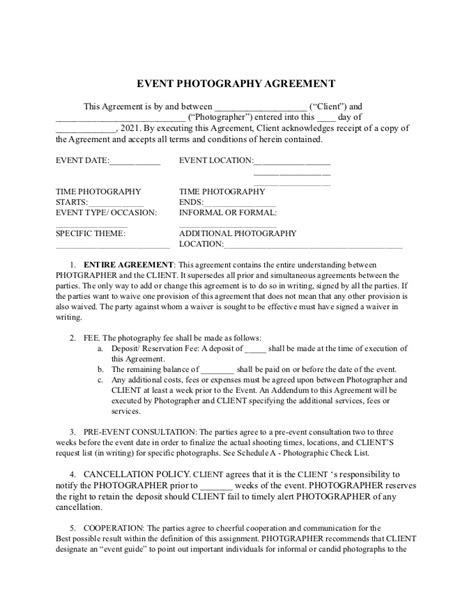 Get a Event Photography Contract Template for Your Business