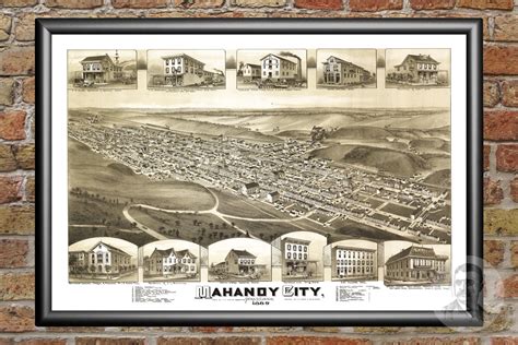 Vintage Map of Mahanoy City, Pennsylvania 1889 Art Print by Ted's ...