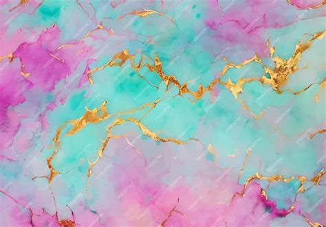 Premium Vector | Turquoise Pink Gold Marble Watercolor Background