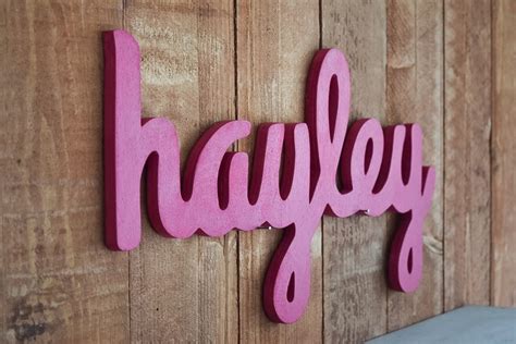 Hayley Baby Name Wooden Sign Nursery Decor Cursive wooden | Etsy