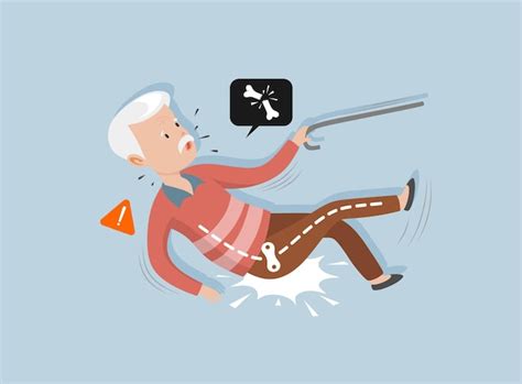 Premium Vector | Old man falling down and get bone fracture cartoon character