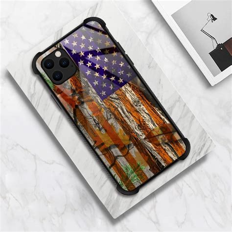 Buy DJSOK iPhone 11 Case, Wood Grain Tree Camouflage USA American Flag ...