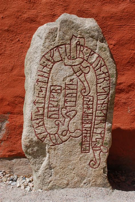 Runestone at Växjö cathedral. Translation:"Tyke - Tyke Viking - erected ...