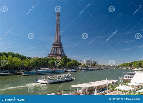 Bateau Mouche on the Seine River with Eiffel Tower in the Background Editorial Stock Image ...