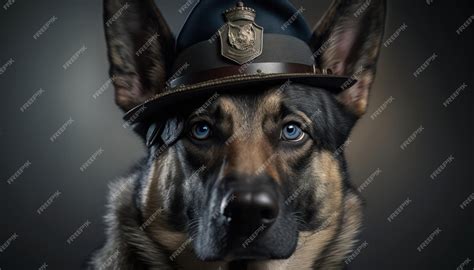 Premium AI Image | Police German Shepherd dog in police hat