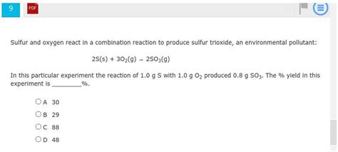 9 PDF Sulfur and oxygen react in a combin... - Physical Chemistry