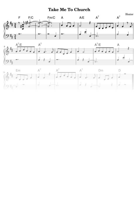 Take Me to Church - Easy Piano Sheet Music in PDF - La Touche Musicale