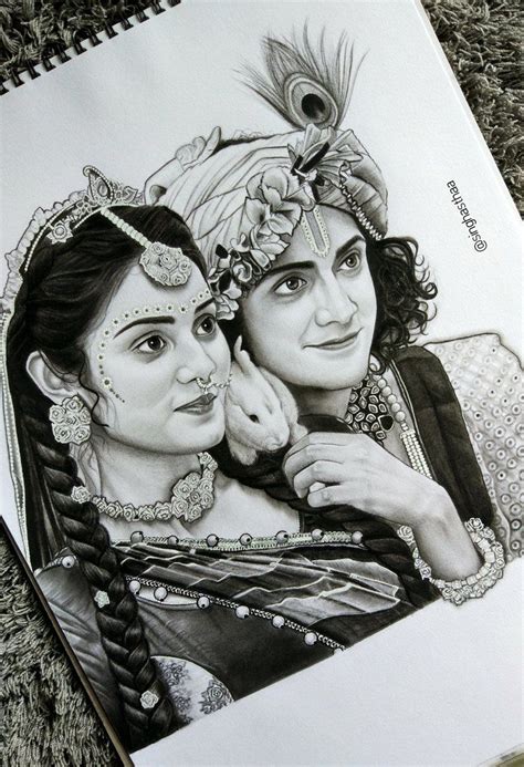 Sketch Of Lord Krishna And Radha : Pencil Drawings Of Lord Krishna And ...