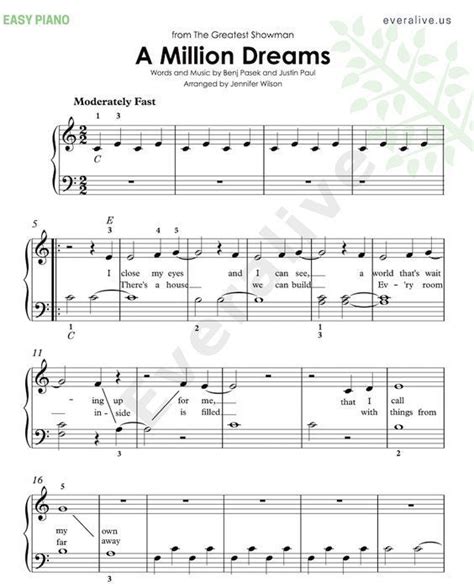 "A Million Dreams" from the Greatest Showman. Piano sheet music. # ...